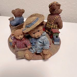 Vintage 1999 Lang Candles All Aboard Teddy Bear Candle Holder.